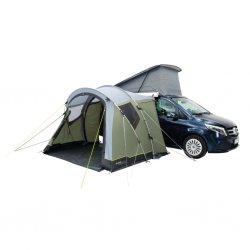 Outwell Lakecrest is a flexible car tent that attaches to the back of the car, to the side of the car or is used independently.