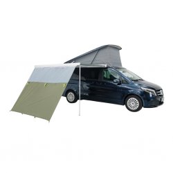 The Outwell Hillcrest Tarp is a tarp that you can attach directly to your car or to your awning to create a protected surface.