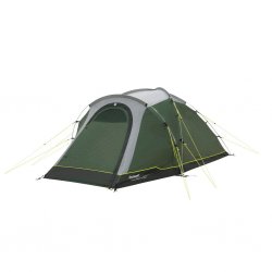 Outwell Cloud 3 is a 3-person camping tent with a large vestibule and darkened bedroom.