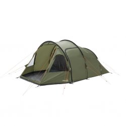 Easy Camp Hidra 5, an inexpensive 5-person family tent with two dark bedrooms and a bright living room.
