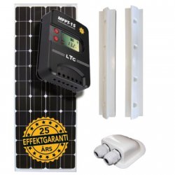 Kit with 15 amp MPPT controller, mounting accessories and a 120W solar panel