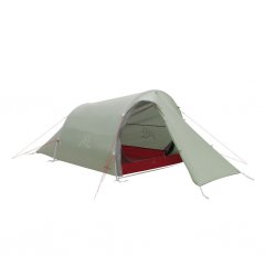 Robens Sprinter 2 LW tunnel tent with open entrance, showing spacious vestibule and lightweight design.