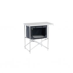 Outwell Andros kitchen table with storage shelf for camping.