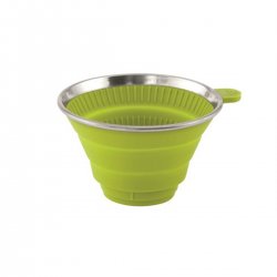Foldable coffee filter for camping and outdoor activities.