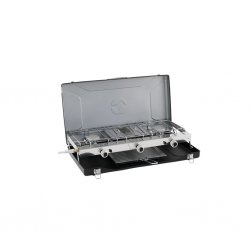 The Outwell Kirishima Trio is a compact gas stove with three burners that are controlled individually.
