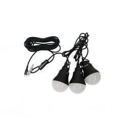 USB/mains-powered tent lamp with dimmer, designed to hang on the wall or from the ceiling.