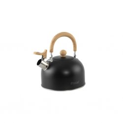 1.8 liter kettle in stainless steel with a whistle for camping with a tent, caravan or motorhome.