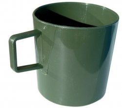 Green mug with handle for camping and outdoor