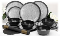 Flamefield Granite Gray, 12 parts, durable camping tableware with the feel of stoneware.