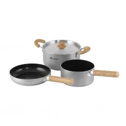 The pot set is made of aluminium with a durable non-stick coating.