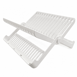 Lightweight, foldable dish rack from Vanheim that holds up to 16 plates.