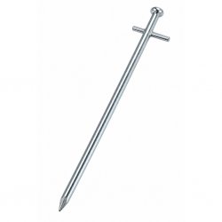 Steel tent stick specially adapted for hard ground
