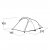 Reindal 2 tunnel tent dimensional drawing, showing the length, width, height and vestibule size of the tent.