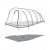 The groundsheet is placed under the tent.