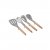 Almada kitchen utensils from Outwell, pasta ladle, serving spoon, frying pan and whisk