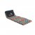 Folded and attached to the carrying handle with Velcro
