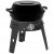 The camping grill with the lid on.