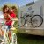 Mounted on the back of the motorhome.