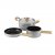 The pot set is made of aluminium with a durable non-stick coating.