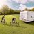 Bicycle holder for mounting on the back of a caravan.