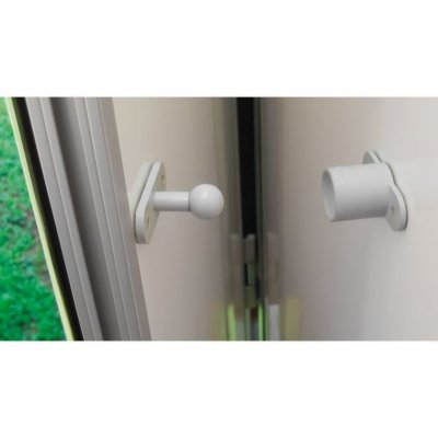 Attach to the caravan door and to the wall.