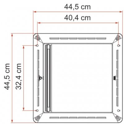 Dimensions for Fiamma Rollo Vent 40 blackout curtain