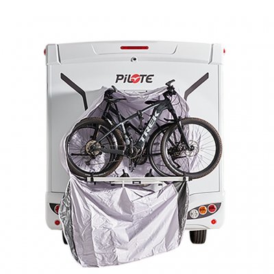 The cover fits 1–3 bicycles and is made of extra strong ripstop fabric with included fastening straps for easy installation.