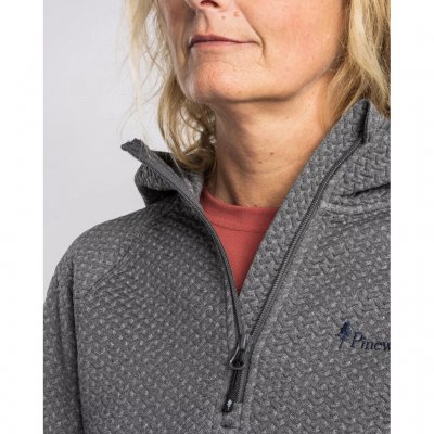 Short zipper and a melange scuba fabric material.