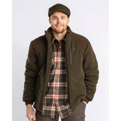 Pinewood Harrie Padded Fleece Jacket Men Green/ Suede Brown