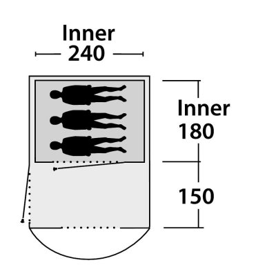 Floorplan for Outwell Rockwell 3 Tent 2018