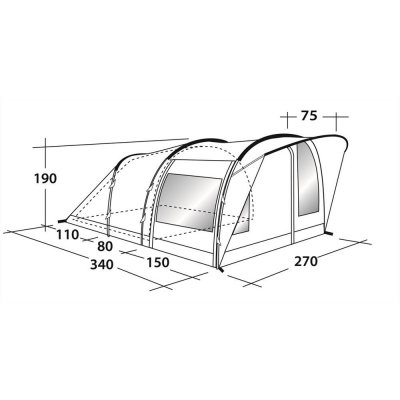 Dimensional drawing for Outwell Rockwell 3 Tent 2018
