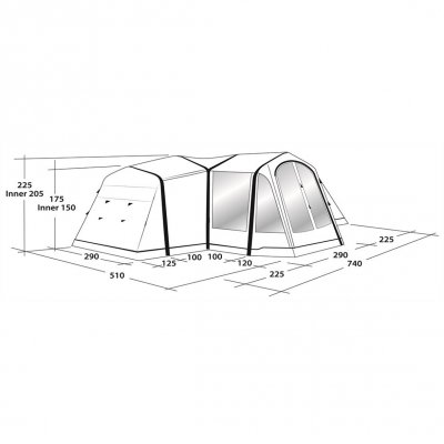 Måttskiss Outwell Middleton 8A familjetält