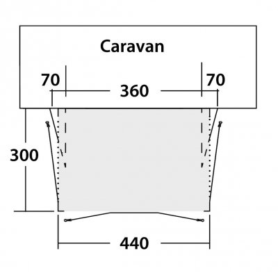 Floor plan of the awning Outwell Tide 440SA.