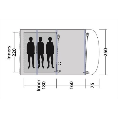 Floorplan for Outwell Lindale 3PA Tent