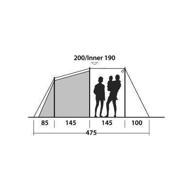 Height sketch for Camping Tent Outwell Dash 5.