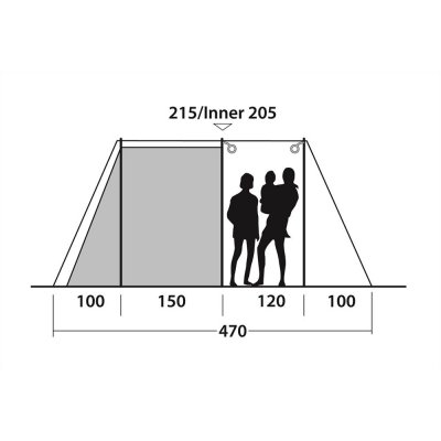 Height sketch of the family tent Outwell Nevada 4P.