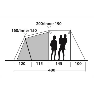 Ceiling height for Outwell Dayton 5 2020 family tent.
