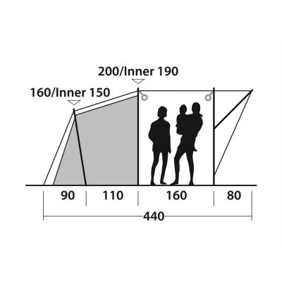 Height sketch of Outwell Franklin 3 Family tent