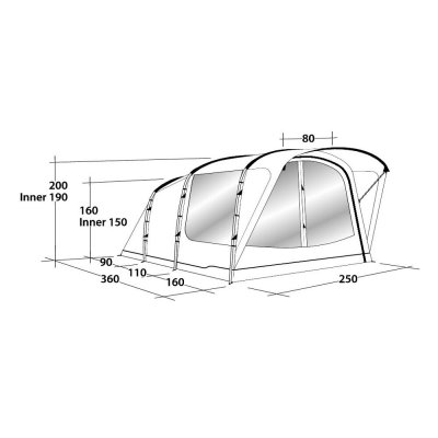 Dimensional sketch for Outwell Franklin 3 Family tent