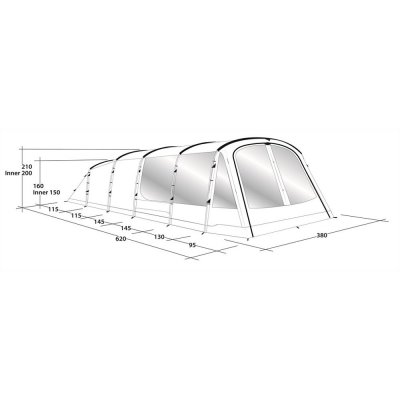 Dimensional sketch Outwell Mallwood 7 Tents.