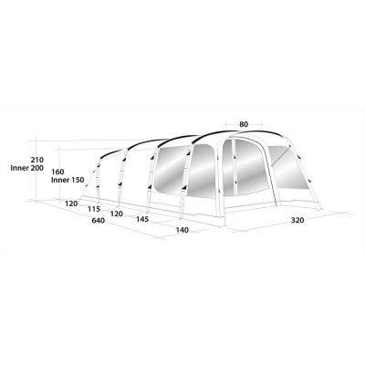 Dimensional sketch Outwell Willwood 5 Family Tent 2020