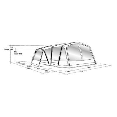 Dimensional sketch Outwell Airville 6SA Family tent