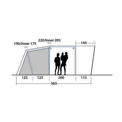 Height sketch Outwell Roseville 6SA Family tent
