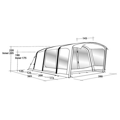 Dimensional sketch Outwell Roseville 6SA Family tent