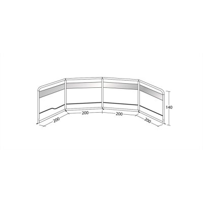 The windshield is arch-shaped and 8 meters long and 140 cm high.