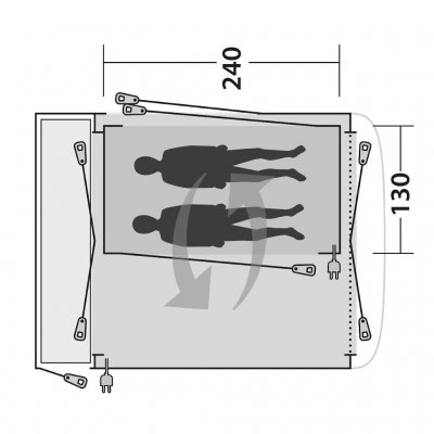 Floor plan in the car tent for the sleeping cabin.