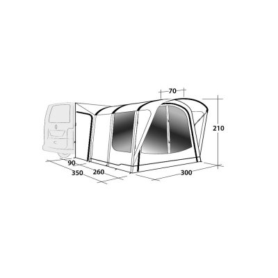 Dimensional sketch Outwell Newburg 260 Car tent