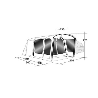 Dimensional sketch Outwell Jonesville 450SA Car tent.