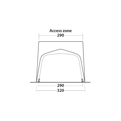 Dimensional sketch Outwell Parkville 200SA XTRA Tall Motorhome tent.