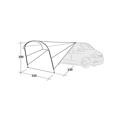 Dimensional sketch Outwell Touring Canopy Sunroof.